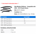 thumbnail image 2 of Side Window Deflector - Compatible with 2004 - 2010 Toyota Sienna 2005 2006 2007 2008 2009, 2 of 2