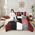 thumbnail image 4 of jejeloiu Leopard Print Twin Comforter Sets,Red White Black Bedding Set For Men Women Reversible 2-Piece, 4 of 8