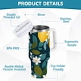 thumbnail image 2 of Yayeee 40oz Stainless Steel Tumbler with Straw and Handle Double-Wall Insulated Travel Water Bottle, Green Lemon Leaves, 2 of 8