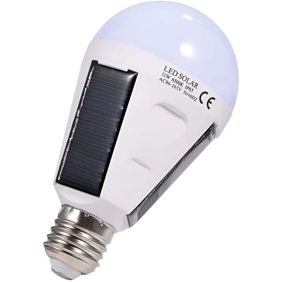 HIBIBUD Solar Smart Light Bulb,E27 IP 65,Portable Emergency Smart Light Bulb with Hook(12W)