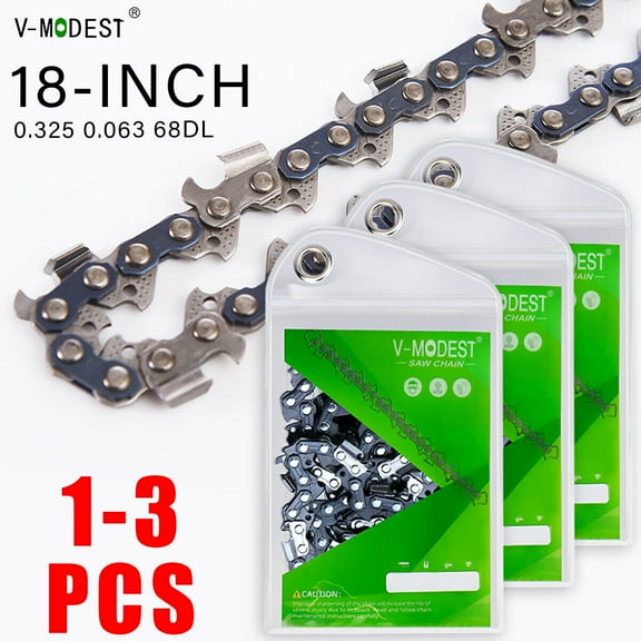 18-Inch Replacement Chainsaw Chain for Stihl .325 Pitch .063 Gauge 68DL Professional Grade Steel - 3 PCS MS 251 C-BE