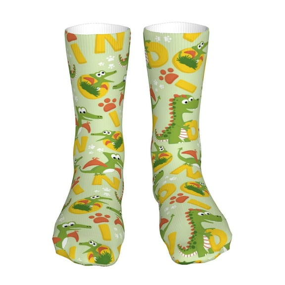 Uemuo Cartoon Dinosaurs for 16in Socks, Cotton Socks Sports Socks Knee High Socks Comfortable Socks For Men, Women