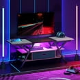 thumbnail image 3 of Bestier 55" TV Stand with Power Outlets Gaming Entertainment Center with LED Light, Wash White, 3 of 9