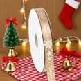 thumbnail image 4 of Hot Stamp Christmas Ribbon Polyester Gift Wrap Band - Gold Foil Holiday Decoration Craft Ribbon 8-Color Bulk Pack​(Khaki), 4 of 6
