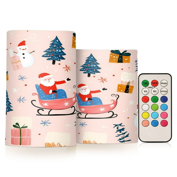 Yayeee Flameless Candles with Remote Flickering Battery Operated Multi Color Changing, Blue Christmas Santa