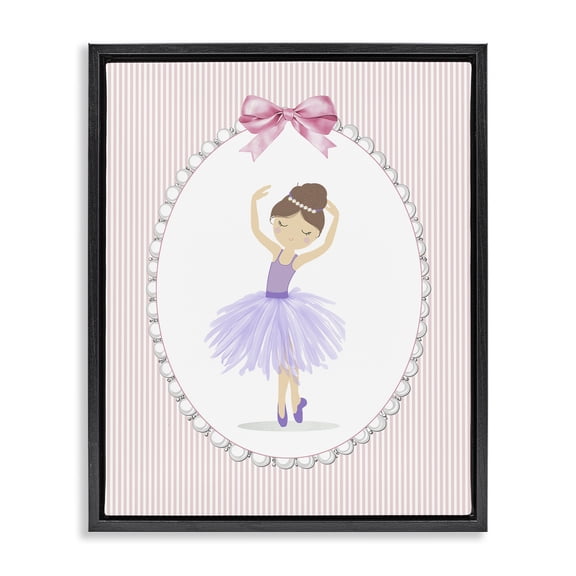 Stupell Industries Cottage Graceful Dance on Stripes Black Floating Frame Canvas Art, 17 x 21, by Christine Simpson Art