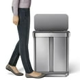 thumbnail image 2 of simplehuman 58 Liter / 15.3 Gallon Stainless Steel Rectangular Kitchen Step Can Dual Compartment Recycler, Brushed Stainless Steel, 2 of 9