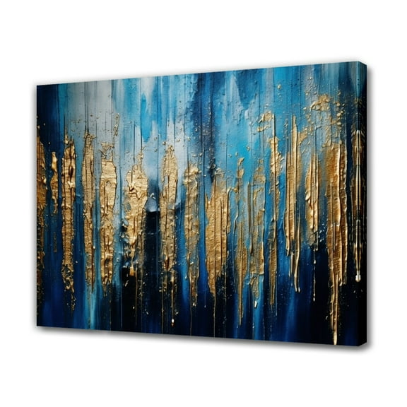 Colorful Abstract Background Painting Featuring Blue And Gold Hues Canvas Poster Bedroom Decor Sports Landscape Office Room Decor Gift,Frame-style,12x18inch(30x45cm)