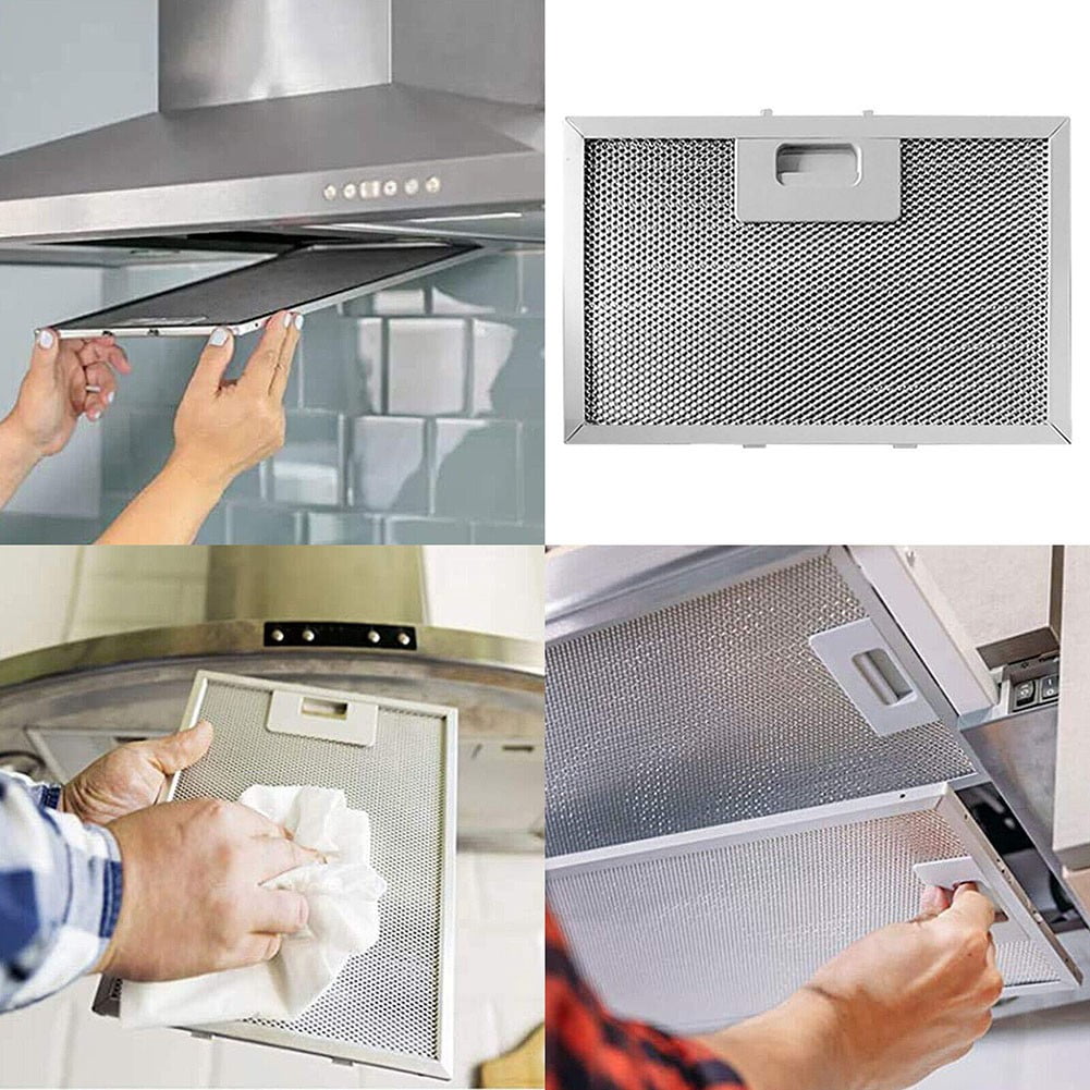 Whatever You Like-Silver Metal Mesh Cooker Hood Filters, 506x300x9mm Extractor Vent Filter, 5-Layer Grease Filtration for Range Hoods, 2-Pack Replacement Filters"}
