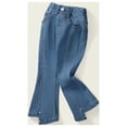 thumbnail image 4 of Diufon Girl's Flared Denim Jeans Trendy Elastic High Waist Slim Long Jeans with Pockets Casual Pants with Lace Pearls Hem, 4 of 7