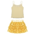 thumbnail image 4 of iixpin Girls Sequin Spaghetti Straps Tank Top Vest with Ruffle Skirt Dancewear Jazz Hip Hop Modern Dance Costume Gold 8, 4 of 5