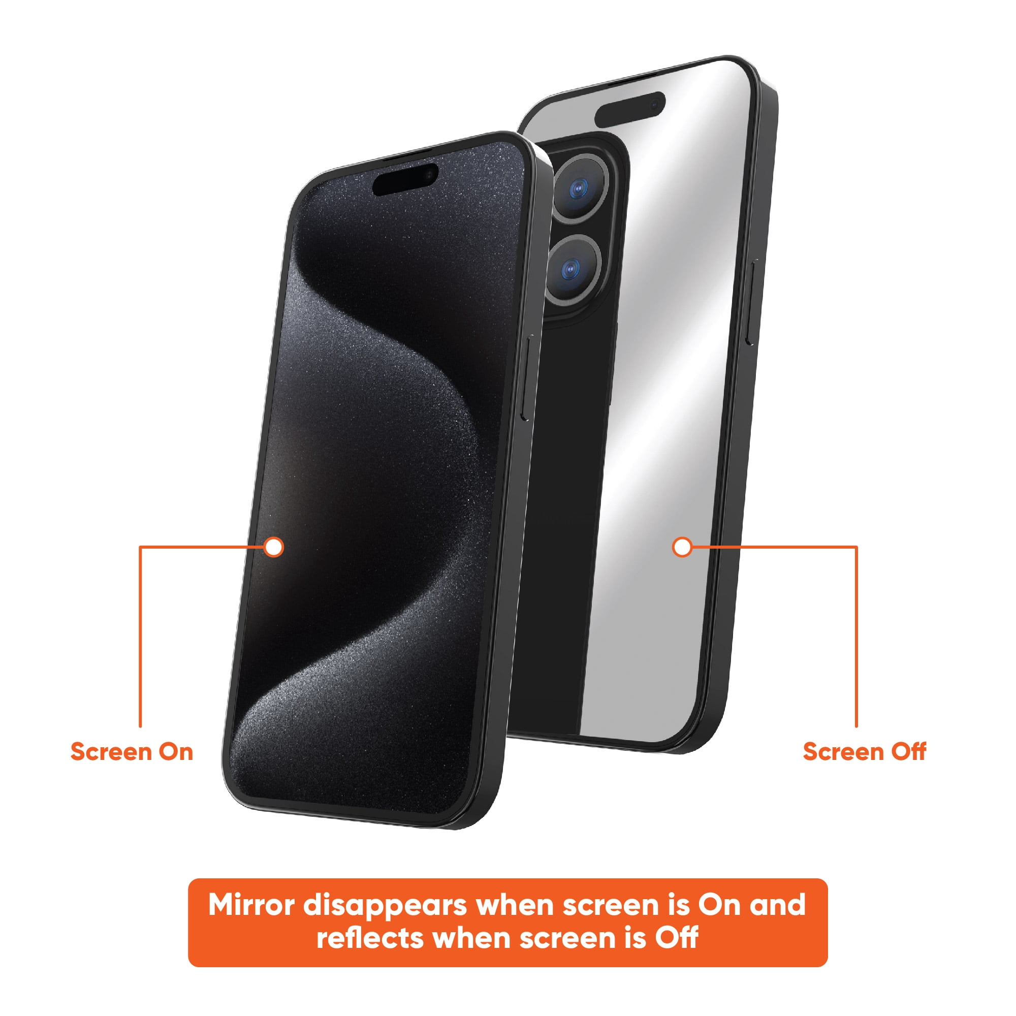 onn. Mirror Glass Screen Protector for iPhone 15 Pro Max - Mirror Finish
