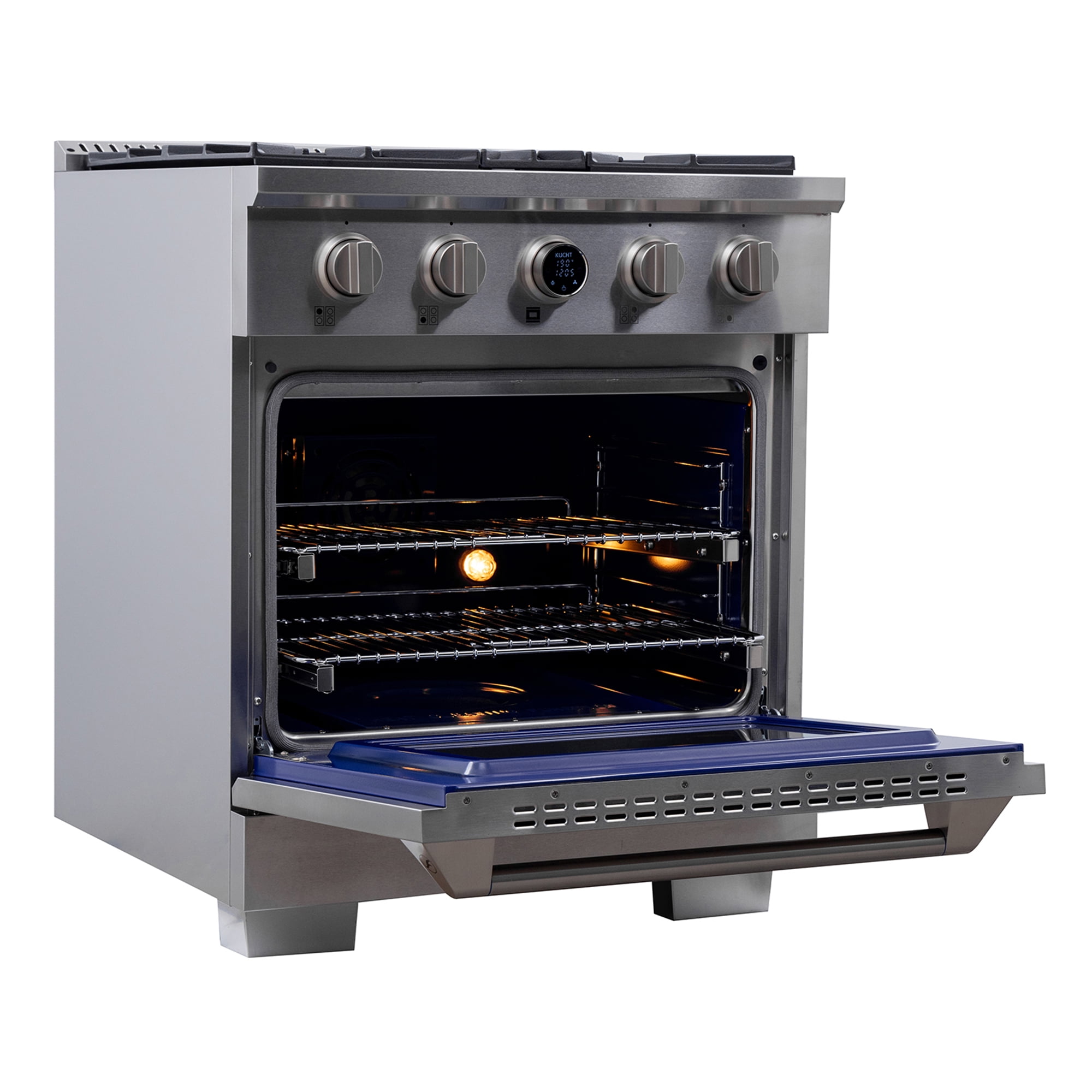 30 in. 4.2 cu. ft. 4 Burners Dual Fuel Range for Natural Gas in Stainless Steel.