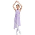 thumbnail image 2 of TSSOE Girls Lyrical Dance Dress Latin Ballet Jazz Leotard Gown Halter Sleeveless Applique Costume Irregular Tutu Skirt Light Purple 10, 2 of 7