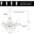 thumbnail image 4 of DIMMABLE Plug-in Chandelier 5 Light Crystal, White Hanging Pendant Light Fixture K9 Crystals Beads, 4 of 8