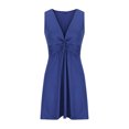 thumbnail image 4 of FcBaudy Robe Sans Manches à Col en V, Robes pour Femmes, Robes d'Été pour Femmes Robe d'Été Unie à Taille Élastique Sans Manches pour la Plage, 4 of 6