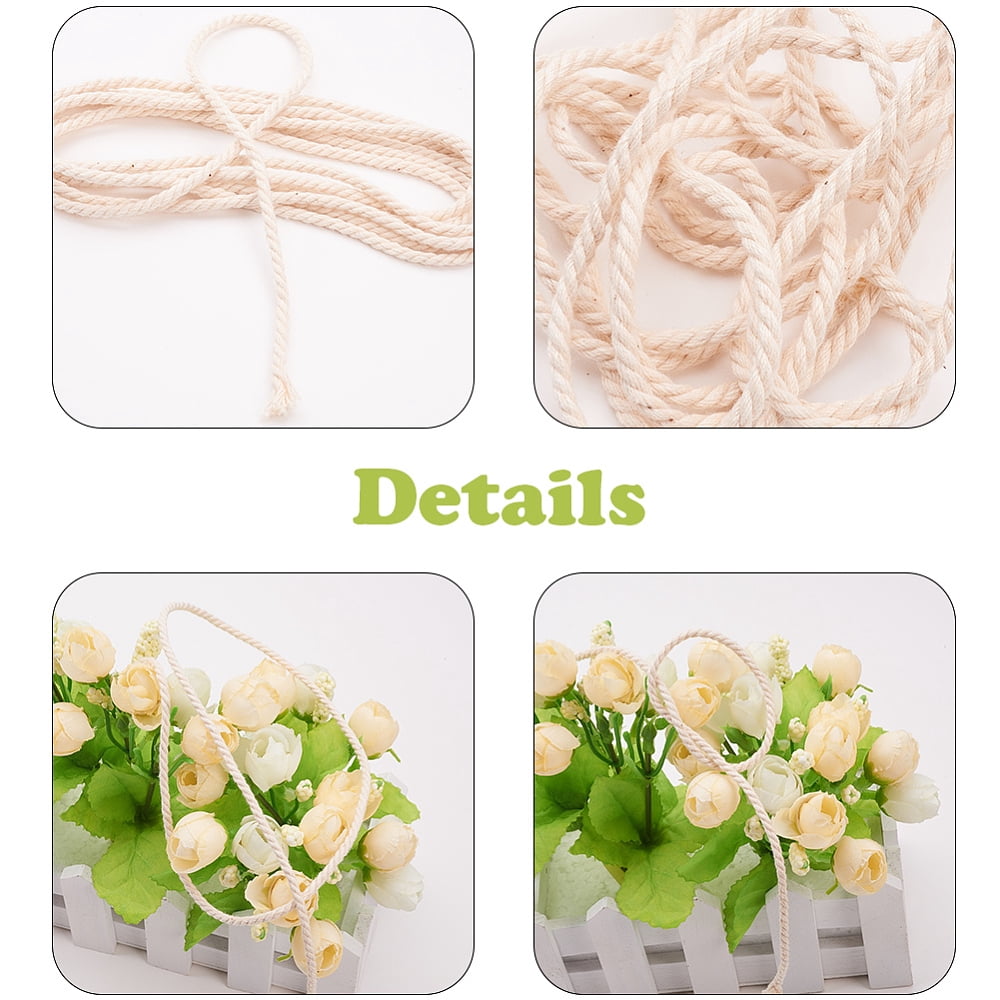 Round Cotton Twist Threads Cords Macrame Cord Light Yellow 3mm about 50yards/roll(150 feet/roll) 3rolls/bag