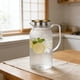 thumbnail image 1 of CaiYueKe 1L Diamond Pattern Pitcher with Stainless Steel Lid and Strainer, High-Temperature Resistant, BPA-Free, Clear Plastic Beverage Jug for Water, Juice, Iced Tea, Bar, Restaurant, Kitchen, 1 of 7