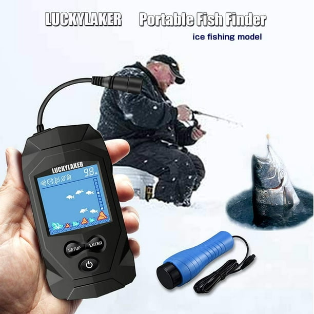 LUCKYLAKER Depth Ice Fish Finder Display Boat Ice Fishing Finder Sonar  Portable Wired Fish Finders Transducer LCD 