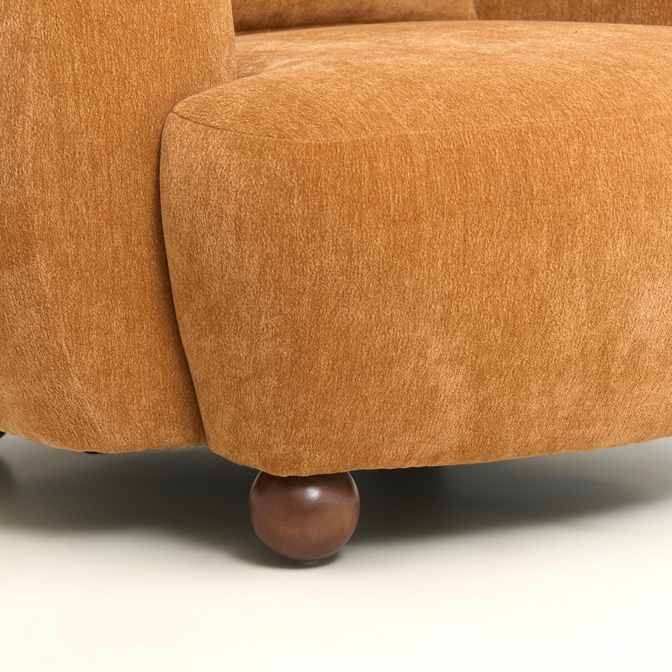 Noble House Arlais 38" Nordic Style Lazy Club Chair, Upholstered Chenille Bucket Accent Sofa with Pillows, Caramel
