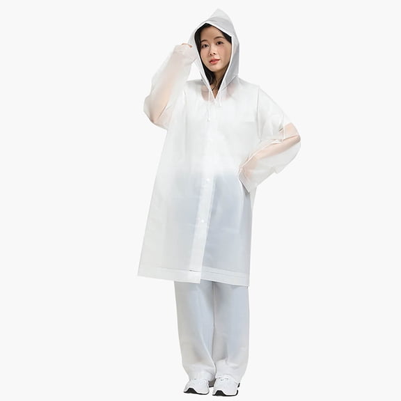 2 Pack Raincoats for Adults Reusable 2PC Raincoat and 2PC PantsEVA Rain Ponchos Lightweight Raincoat Waterproof Rain Gear for Men and Women(White,One Size)
