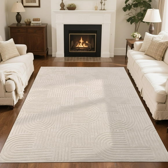 Alfombra SHACOS de 160 x 220 cm, suave y esponjosa, antideslizante, beige
