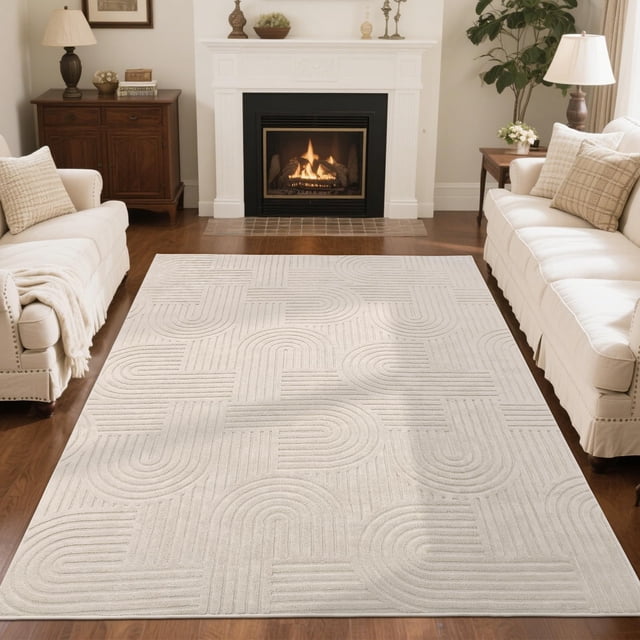 Alfombra SHACOS de 160 x 220 cm, suave y esponjosa, antideslizante, beige