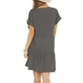 thumbnail image 5 of WULMLEO Tshirt Dress Women Casual Summer Beach Vacation Short Sleeve Drop Waist Ruffle Knee Length Tunic Dress with Pockets Gray XL, 5 of 5