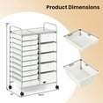 thumbnail image 3 of Costway 15-Drawer Trolley with Chrome Plated Metal Frame & Lockable Universal Wheels White, 3 of 10