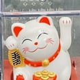 thumbnail image 3 of Farfi Welcome Lucky Cat Figurine Shaking Hand Plastic Chinese Style Light Energy Fortune Cat Statue for Desktop (Yellow), 3 of 13