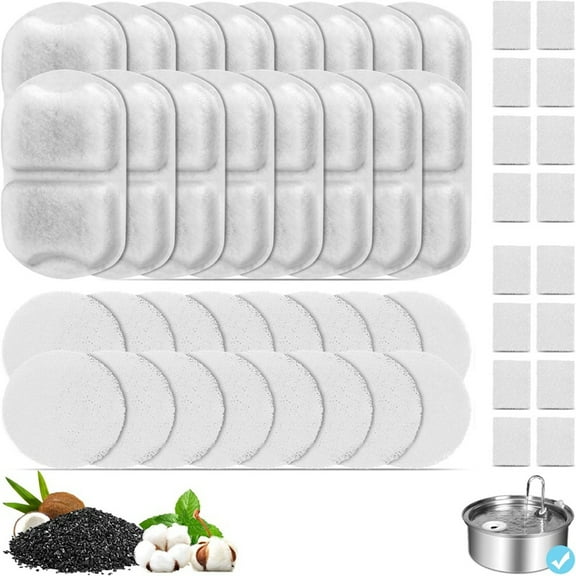 Cat Water Fountain Filters Replacement for 7L/230oz/1.8G Stainless Steel Pet Water Fountain Filters and Sponges 16 Set