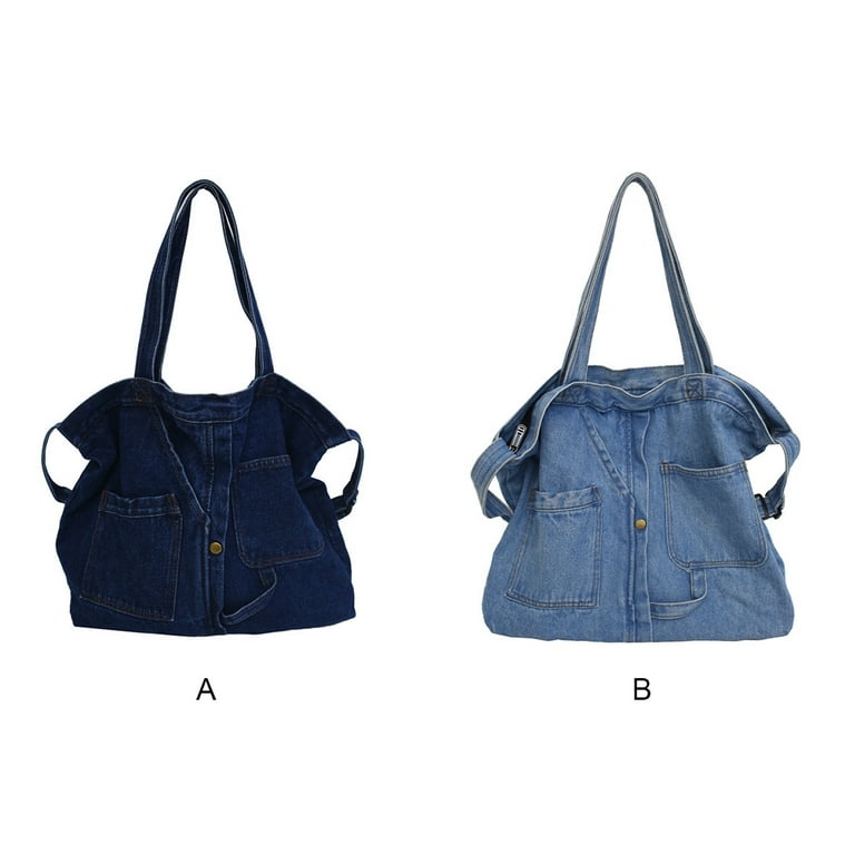 1pc Lightweight Denim Shoulder Bag With Large Capacity For Casual
