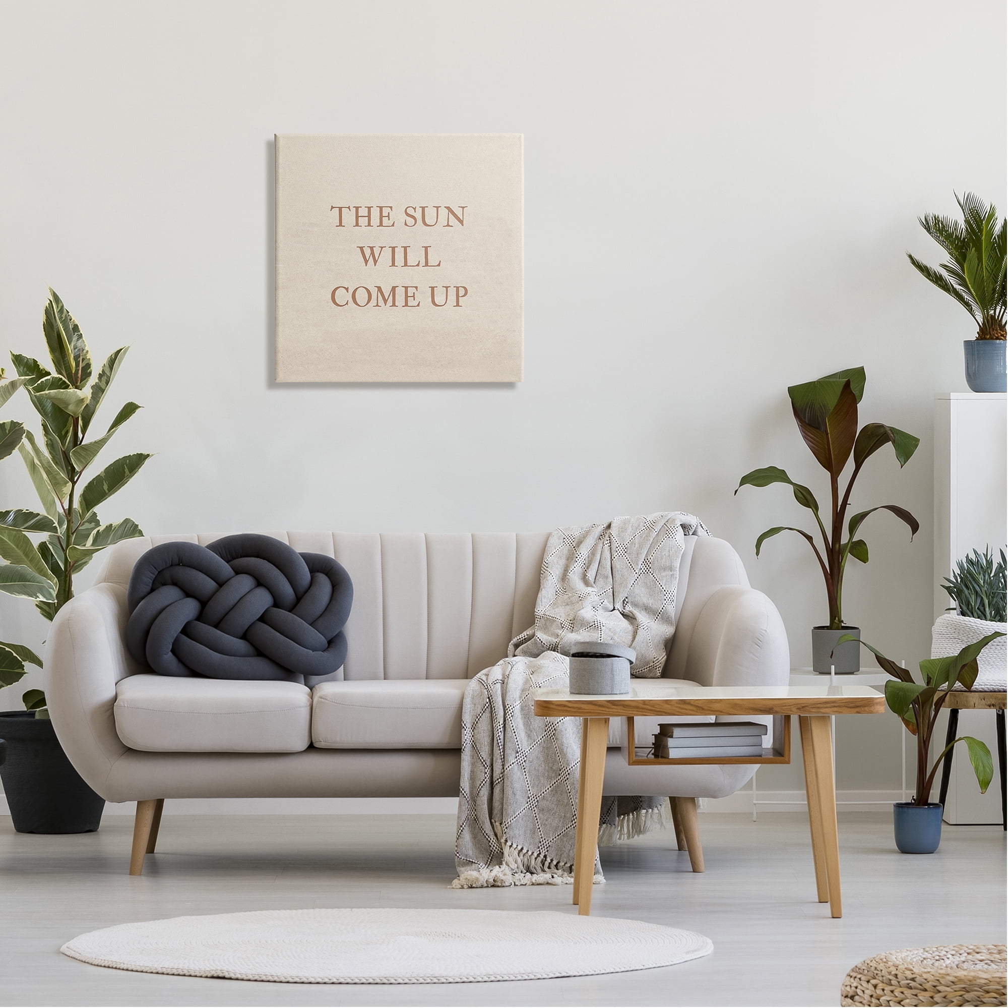 Stupell Industries Sun Will Come Up Phrase Inspirational Painting Gallery Wrapped Canvas Print Wall Art, 24 x 24