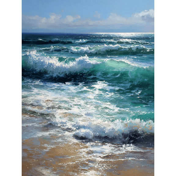 UXIEQU Ocean Wave Oil Painting Canvas Wall Art Print 15.75x11.81 Inches