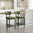 thumbnail image 2 of Dayalane 26" Modern Counter Stools Set of 2, Upholstered Leather Bar Stools with Metal Legs, Curved Back Barstools for Kitchen Island, Home Pub,Dining Room, Green, 2 of 9