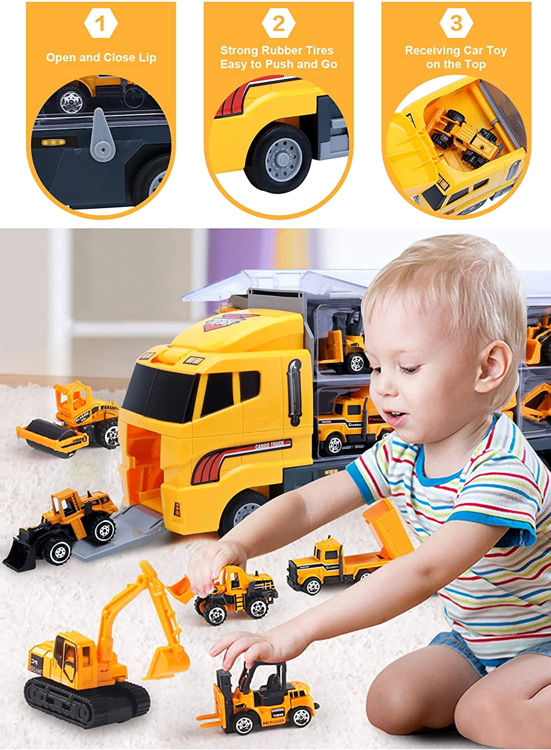 Toys For 3 Year Old Boys,kids Toys For Toddler Boys Girls,17pcs Deformable  Construction Toys With 4 Mini Vehicles Toys For 3 4 5 6 7 Year Old Boy,educ