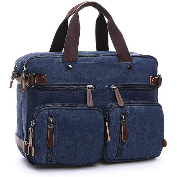 PIKADINGNIS Canvas Laptop Bag for Men Vintage Convertible Messenger Bag Fits 15.6 Inch Laptop