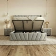 thumbnail image 4 of Velets King Bed Frame with Hydraulic Lift Storage, Upholstered Platform Bed, Tufted Headboard, Wood Slats, No Box Spring Needed, 4 of 8