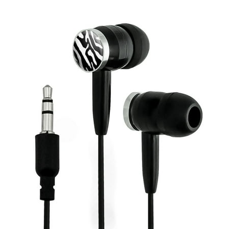 Zebra Print Black White Novelty In-Ear Earbud Headphones