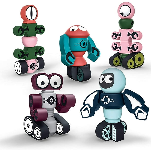 5 Pièce Robot Magnétique, Jeu d'Éducation de Tige de Costume de