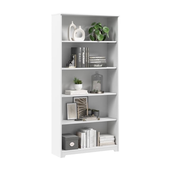 Bush Furniture Cabot 5-Shelf 66.3H Bookcase White WC31966