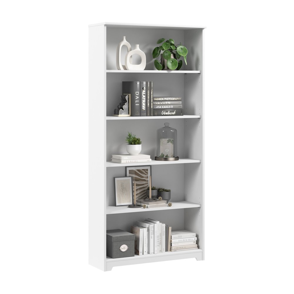 Bush Furniture Cabot 5-Shelf 66.3H Bookcase White WC31966