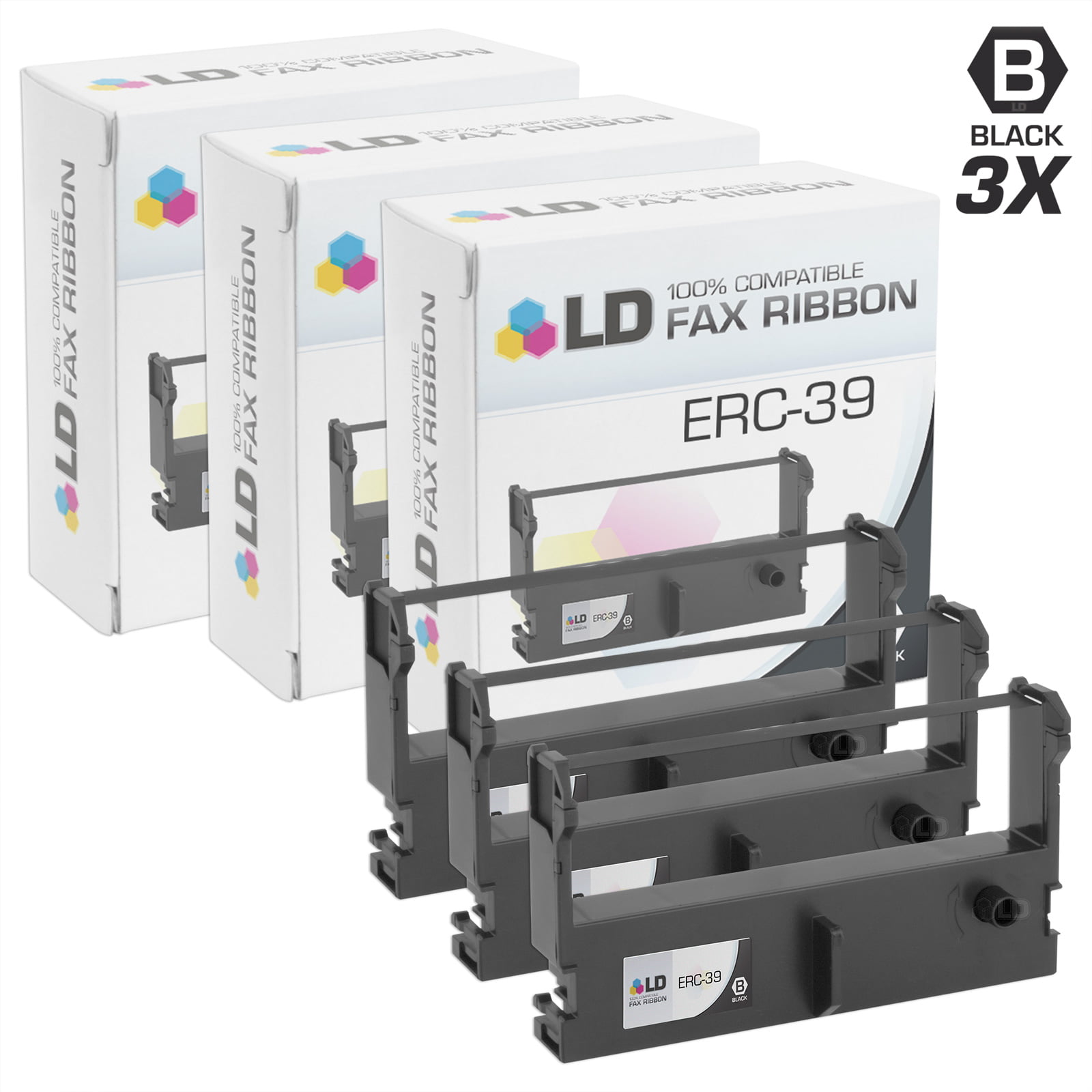 Black, 5-Pack LD Compatible Printer Ribbon Cartridge Replacement for Epson ERC-39 