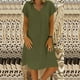 thumbnail image 2 of MELDVDIB - Vestido informal de verano para mujer, talla grande, suelto, liso, sin mangas, escote en V, manga corta, recto, regalo en liquidación, 2 of 5