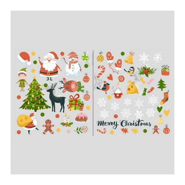 2 Pieces Christmas Santa Claus Window Stickers Anti-static Pieces Christmas Santa Claus Decorations Visible Xmas Tree Stocking Home Decor Wall Decals