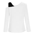 thumbnail image 4 of Women's V Neck Long Sleeve Shirts, Classic off the Shoulder Tops, Fall Base Trendy Outfits, 4 of 6