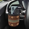 thumbnail image 3 of Renewold Lightweight Car Air Vent Storage Bag Organizer Pocket with Hook Gemoetric Aztec Ethnic Hanging Cell Phone Coin Face Mask Holder for Car SUV Truck, Brown, 3 of 6