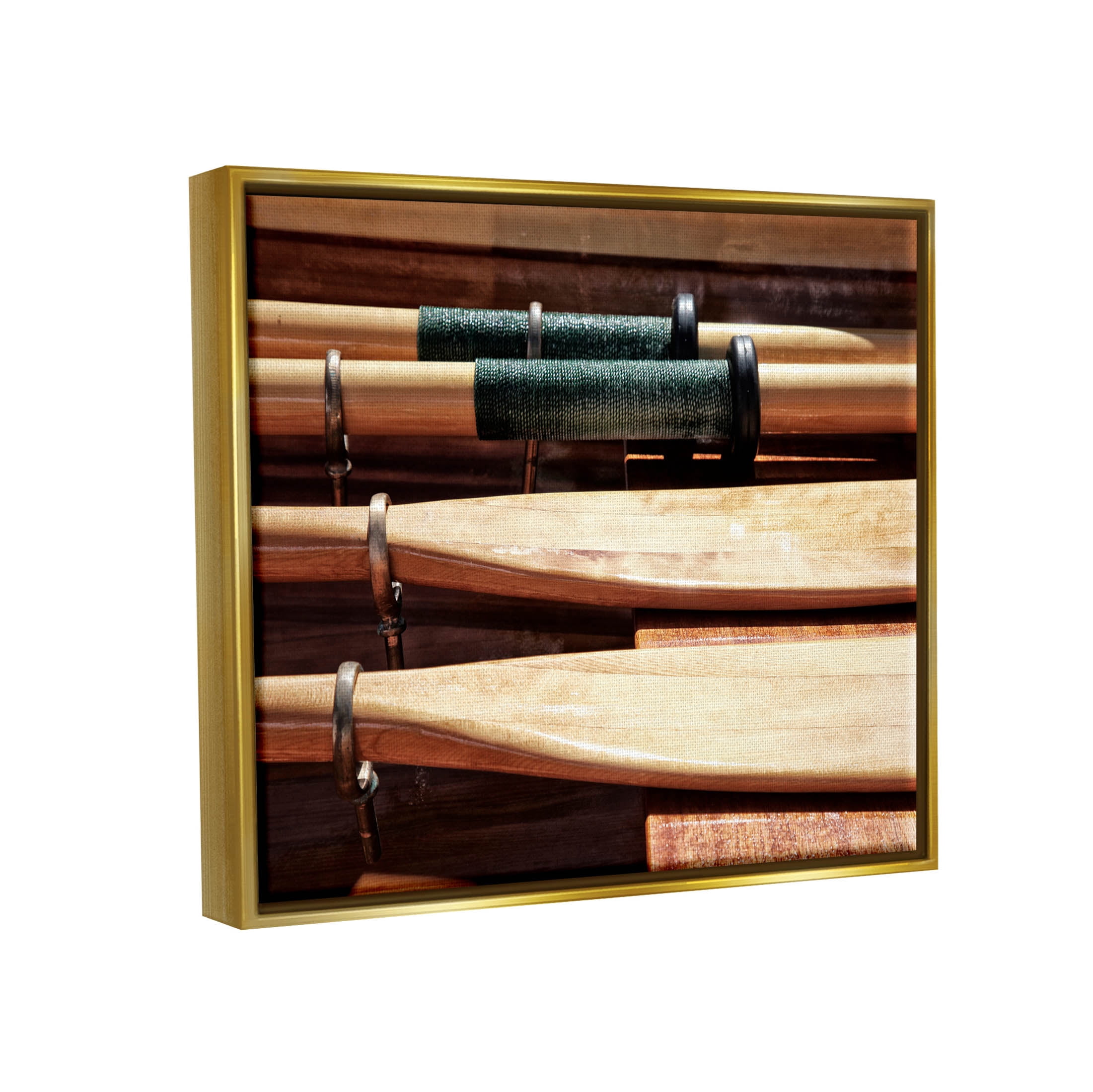 Stupell Industries Rowing Oars Photograph Photograph Metallic Gold Floating Framed Canvas Print Wall Art, Design by Savanah Plank