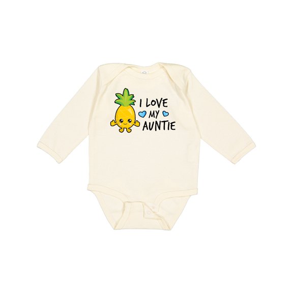 Inktastic I Love My Auntie with Pineapple Boys Long Sleeve Baby Bodysuit