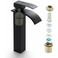 thumbnail image 4 of Grifo de baño contemporáneo con instalación montada en la plataforma, diseño moderno en cascada, válvula de cerámica con vida útil significativamente mayor para una fácil instalación en cualquier, 4 of 5